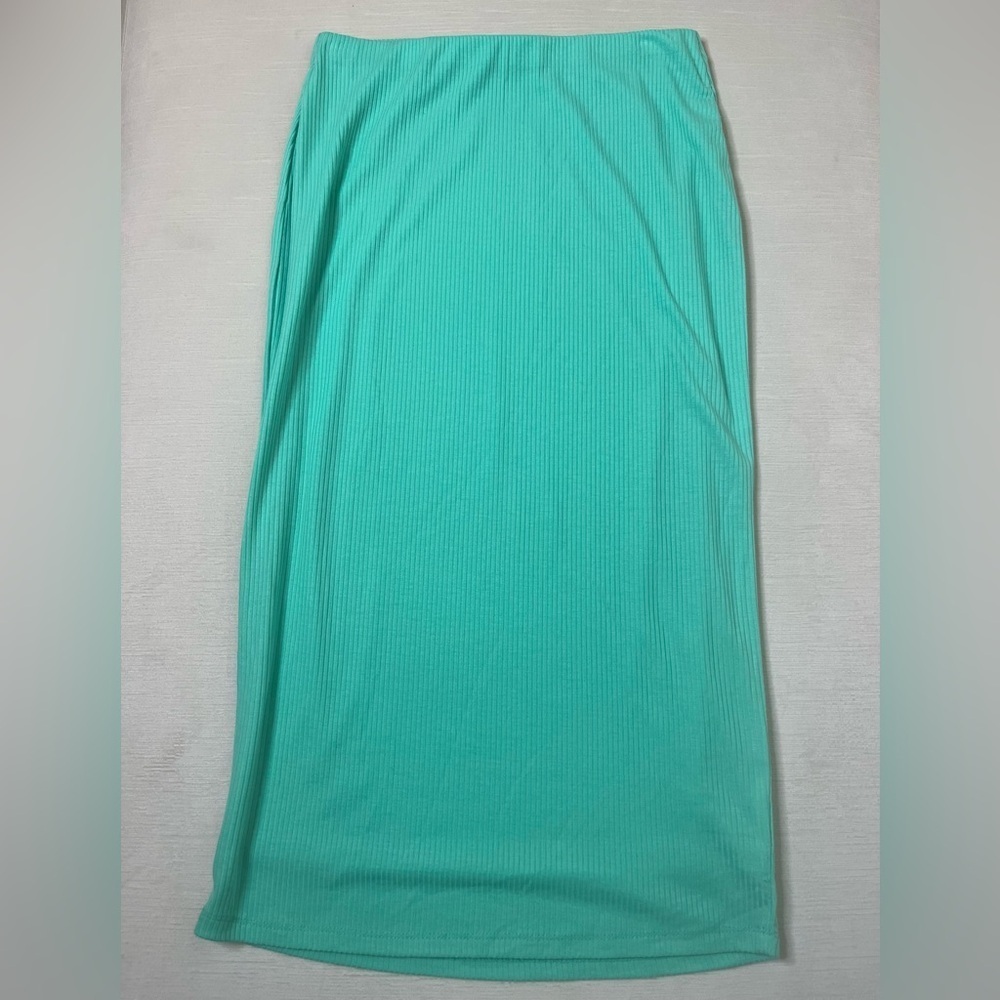 AFRM Mint Green Ribbed Midi Skirt Clean Girl Coastal Chic Quiet Luxury Style